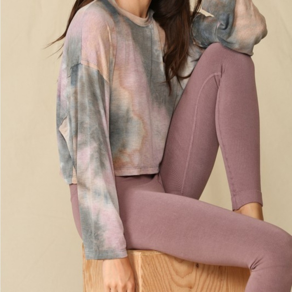 By Together Soft Tie Dye French Terry Pullover | Relaxed Fit Lounge Sweatshirt